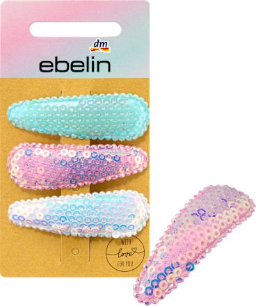Haarspeldjes met pailletten wit, roze, blauw, 3 stuks
