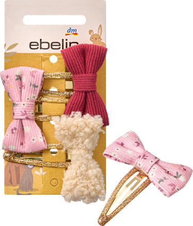 Haarclips mit Schleifen, Rot, Rosa, Teddy, 3 St ebelin