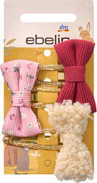 Haarclips mit Schleifen, Rot, Rosa, Teddy, 3 St ebelin
