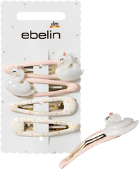 ebelin Haarclips mit Schwänen & Kronen, rosa, 4 St