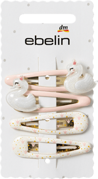 Haarclips mit Schwänen & Kronen, rosa, 4 St