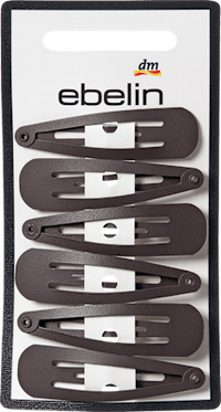 Haarclips mittel, braun, 6 St