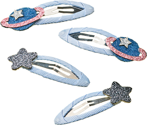 Haarspeldjes regenboog/ruimte, 4 stuks