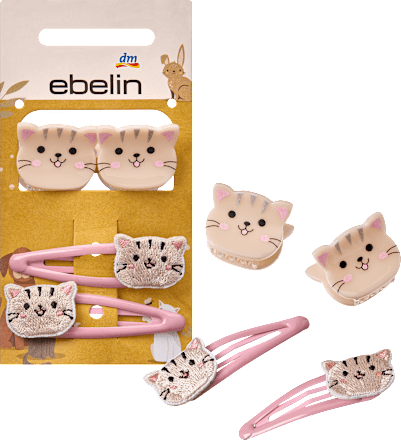 Haarclips & Haarklammern Katze, Rosa, 4 St ebelin