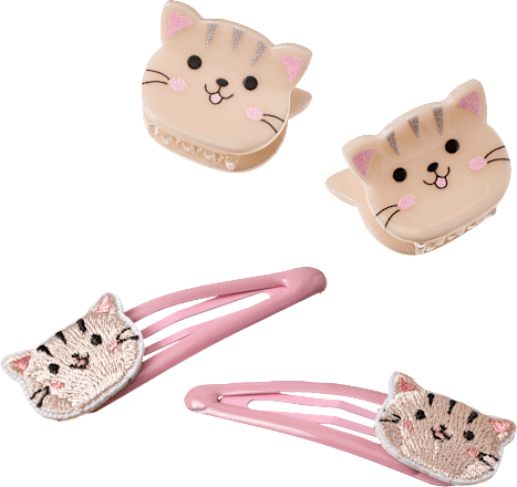 Haarclips & Haarklammern Katze, Rosa, 4 St ebelin