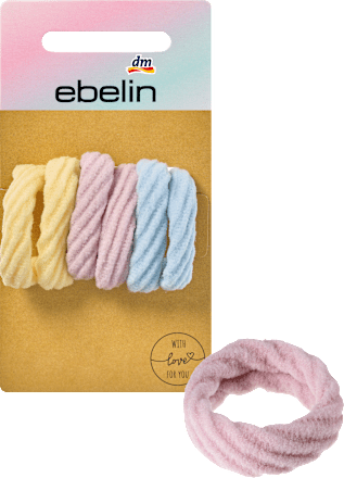 Haargummi weich gelb, flieder, blau, 6 St