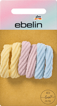Haargummi weich gelb, flieder, blau, 6 St