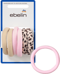 Haargummis beige, rosa, Leo-Muster, 6 St