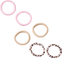 Haargummis beige, rosa, Leo-Muster, 6 St
