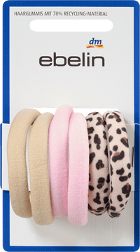 Haargummis beige, rosa, Leo-Muster, 6 St