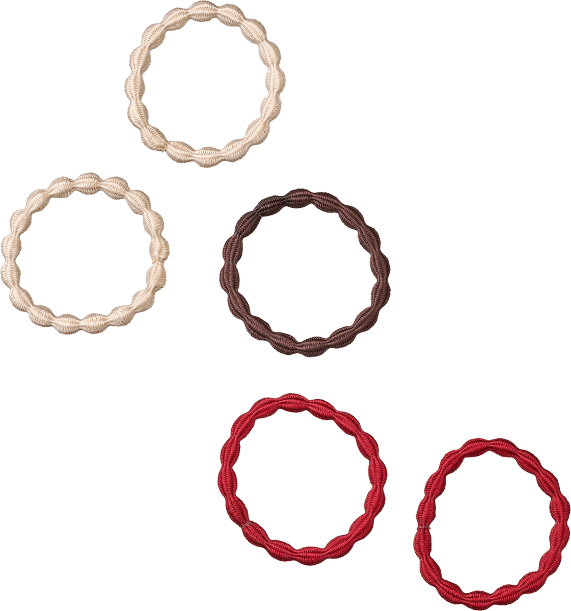 Haargummis Bubble-Optik, braun/rot/creme, 5 St