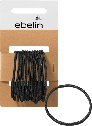 Haarelastiekjes dun zwart, 12 stuks