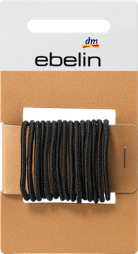 Haarelastiekjes dun zwart, 15 stuks