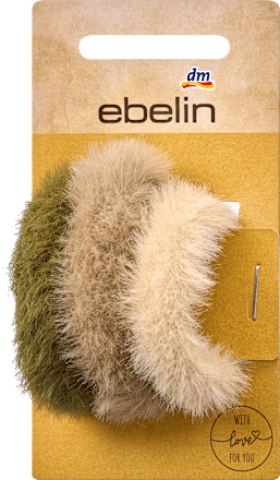 Haargummis Fell-Optik, Grün, Grau, Beige, 3 St ebelin