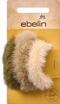 Haargummis Fell-Optik, Grün, Grau, Beige, 3 St ebelin