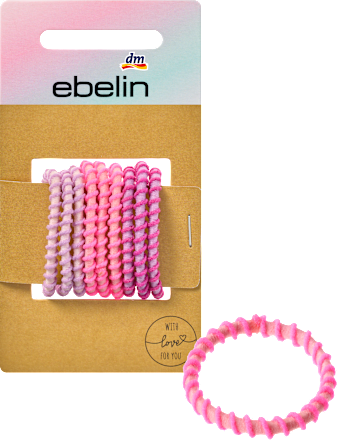 Roze gedraaide haarelastiekjes, 9 stuks