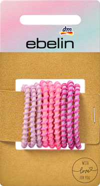 Roze gedraaide haarelastiekjes, 9 stuks