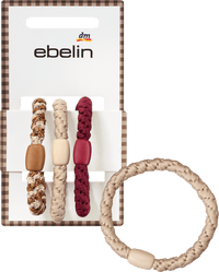 Haargummis geflochten, braun/rot/beige, 3 St