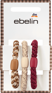 Haargummis geflochten, braun/rot/beige, 3 St
