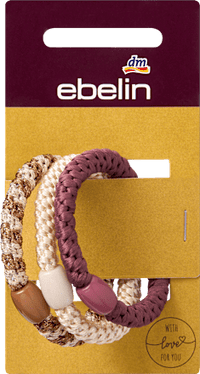 Gevlochten haarelastiekjes, bruin, rood, wit, 3 stuks