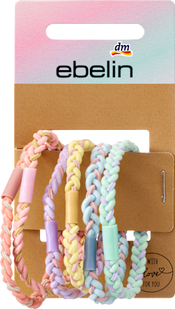 Haargummis geflochten bunt, 6 St ebelin