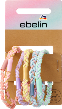 Haargummis geflochten bunt, 6 St ebelin