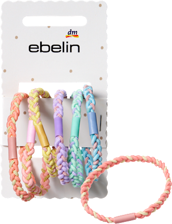Haargummis geflochten, bunt, 6 St