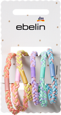 Haargummis geflochten, bunt, 6 St