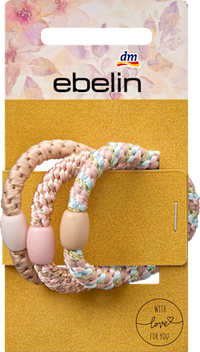 Haargummis geflochten, Pastellfarben, 3 St ebelin