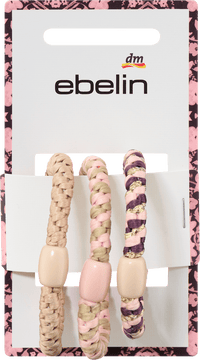 Haargummis geflochten, rosa, beige, 3 St