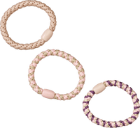 Haargummis geflochten, rosa, beige, 3 St
