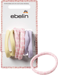 ebelin Haargummis gelb/flieder/Blumenmuster, 6 St