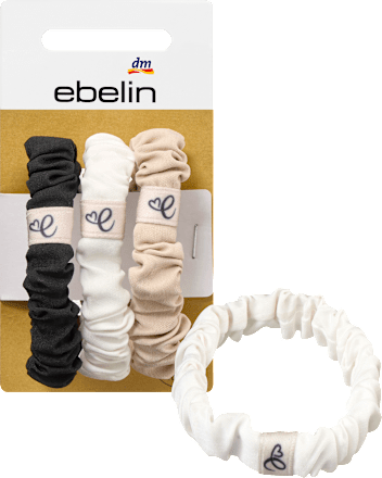 Verzamelde haarelastiekjes, crème, roos, zwart, 3 stuks