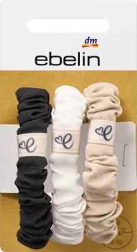 Haargummis gerafft creme, rosé, schwarz, 3 St ebelin