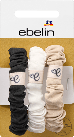 Haargummis gerafft creme, rosé, schwarz, 3 St ebelin