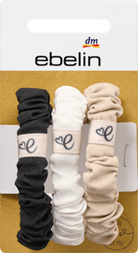Haargummis gerafft creme, rosé, schwarz, 3 St ebelin