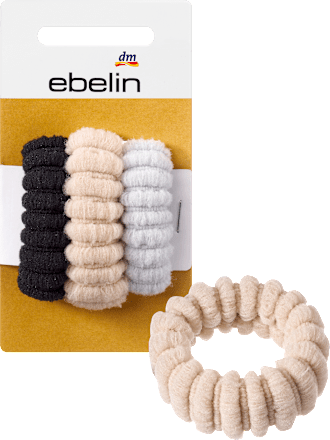 Haargummis gerippt schwarz, beige & grau, 3 St ebelin