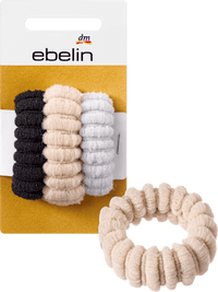 Haargummis gerippt schwarz, beige & grau, 3 St ebelin