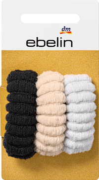 Haargummis gerippt schwarz, beige & grau, 3 St ebelin