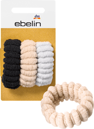 Haargummis gerippt schwarz, beige & grau, 3 St ebelin
