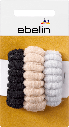 Haargummis gerippt schwarz, beige & grau, 3 St ebelin