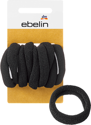 Zwarte geribbelde haarelastiekjes, 9 stuks