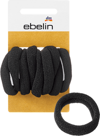 Zwarte geribbelde haarelastiekjes, 9 stuks