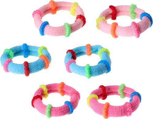 Haarelastiekjes gestreept kleurrijk, 9 stuks