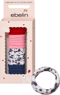 Haargummis in Box, Dalmatiner-Muster, rot, blau, rosa, 20 St