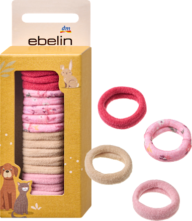 Haargummis in Box, Rot, Rosa, Beige, 20 St ebelin