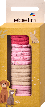 Haargummis in Box, Rot, Rosa, Beige, 20 St ebelin