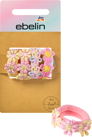 Haargummis mit Blumen-Applikationen, bunt, 4 St ebelin
