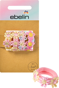 Haargummis mit Blumen-Applikationen, bunt, 4 St ebelin