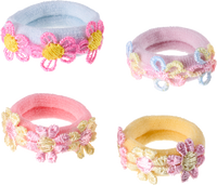 Haargummis mit Blumen-Applikationen, bunt, 4 St ebelin